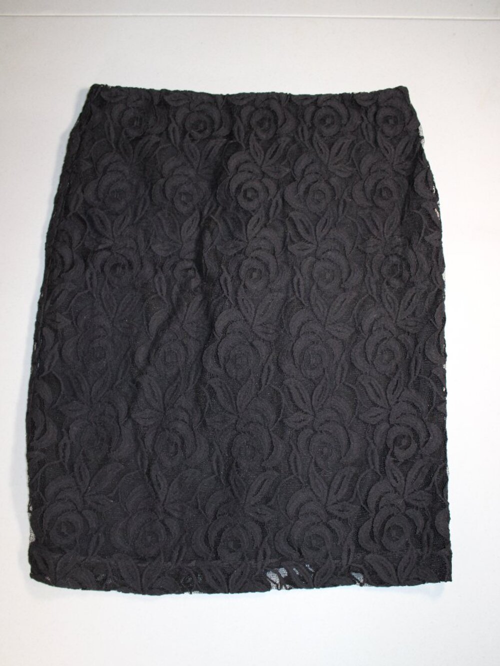 Talbots Black Floral Lace Lined Midi Back Zipper Closure Skirt